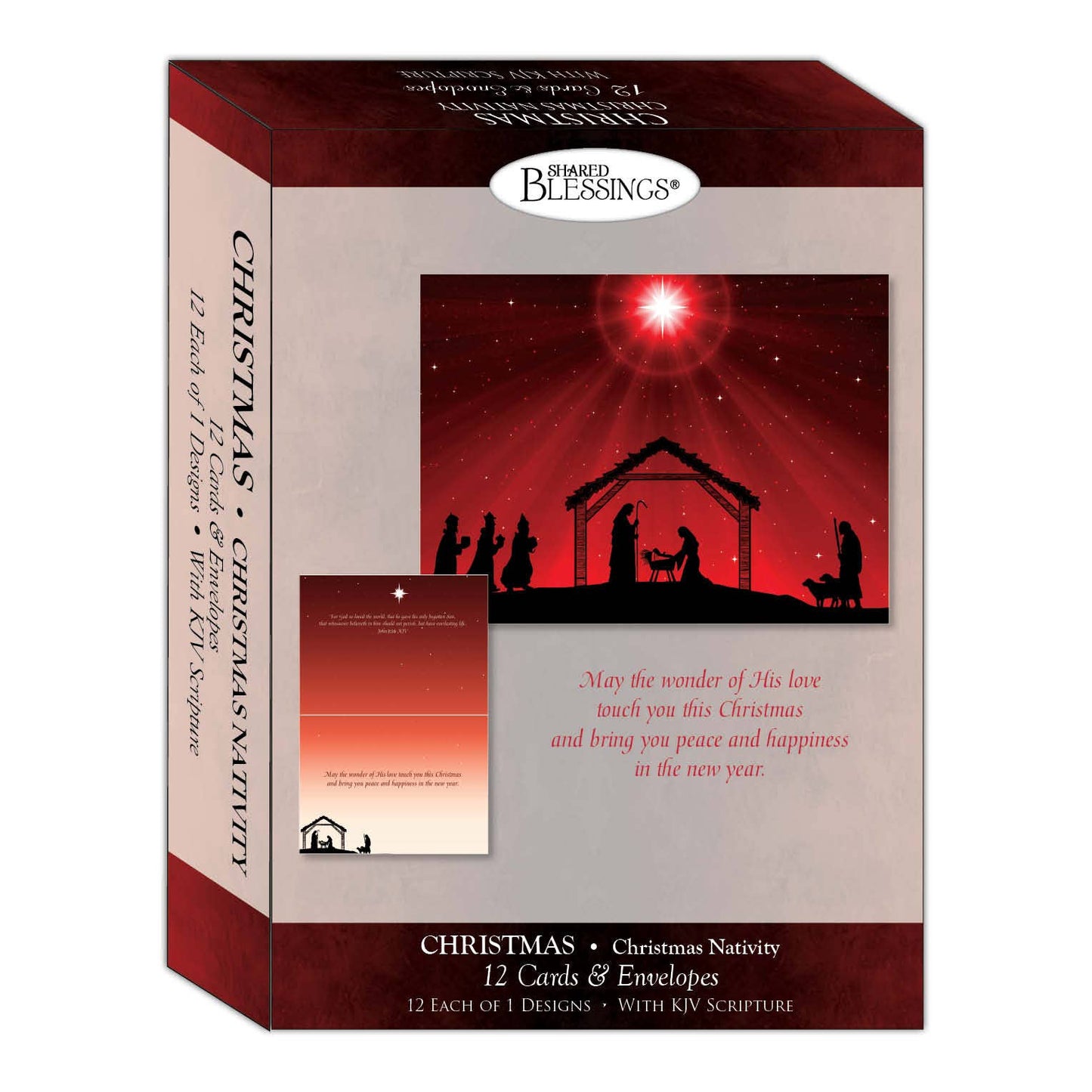 Crown Point Graphics - Christmas Nativity, 12 Boxed Christmas Cards with KJV