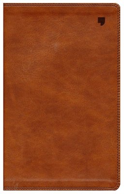 NET Comfort Print Thinline Bible--soft leather-look, brown