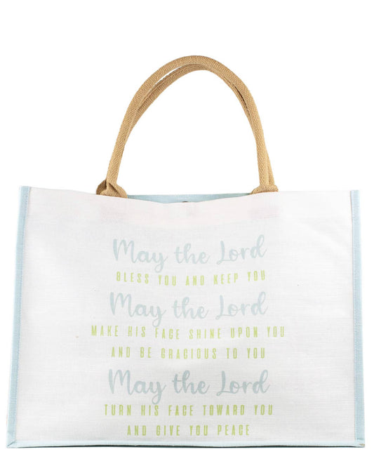 The Royal Standard - Grace Prayer Juco Tote   White/Green 19x14x7.5