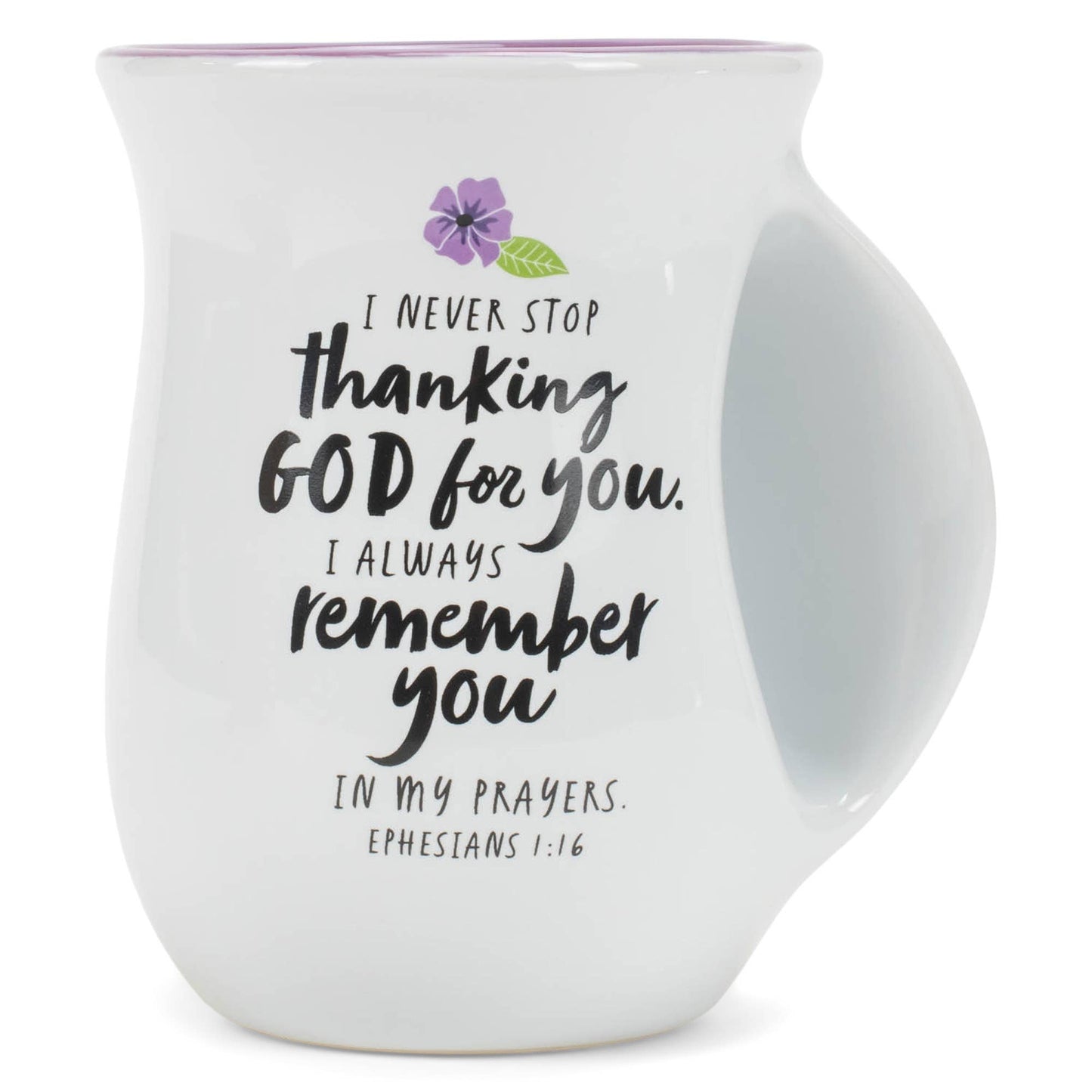 EAST AVENUE - Ceramic Handwarmer Mug Pastor's Wife Floral w/Plum Interior