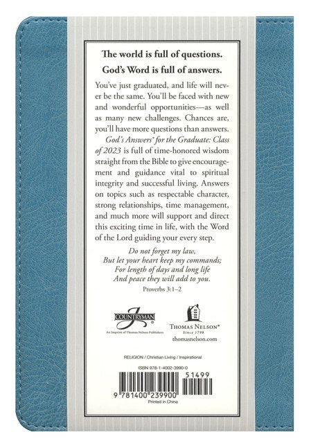 NKJV God's Wisdom for the Graduate: Class of 2023--hardcover, teal