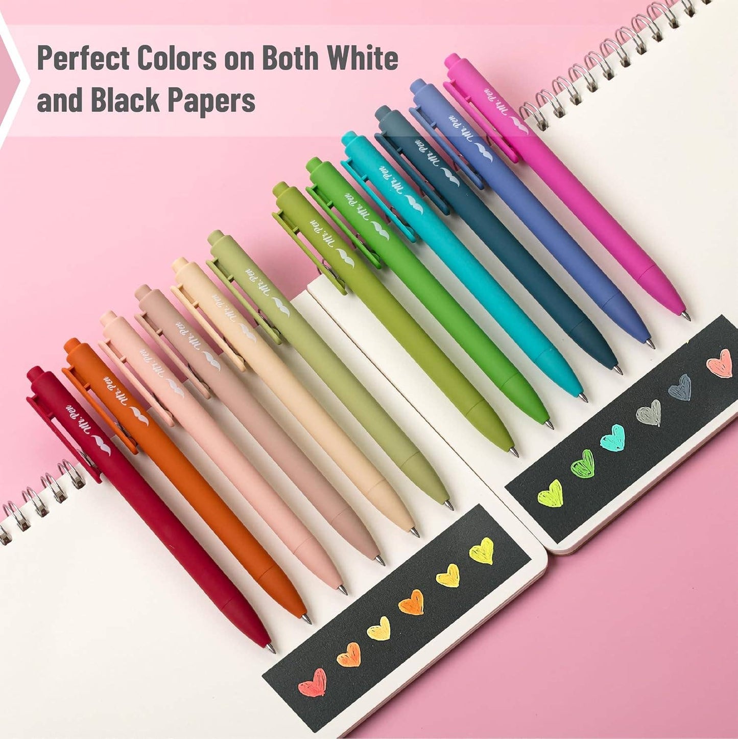 Mr. Pen - Cute 12-Pack Retractable Gel Pens with Colored Ink