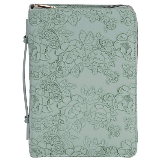 Magnolia - White Dove Bible Case Sculpted Floral Green XLarge