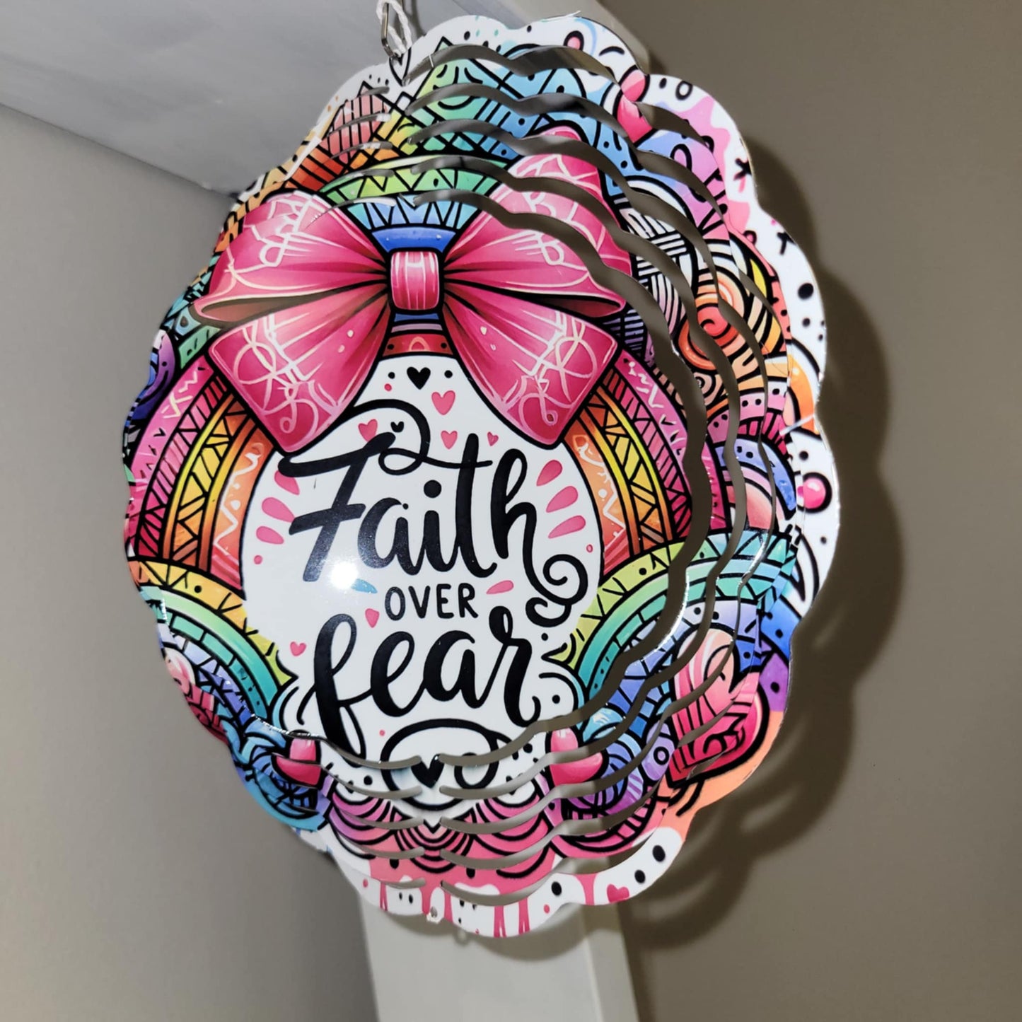 Farmhouse & Grace- Metal Wind spinner, FAITH OVER FEAR