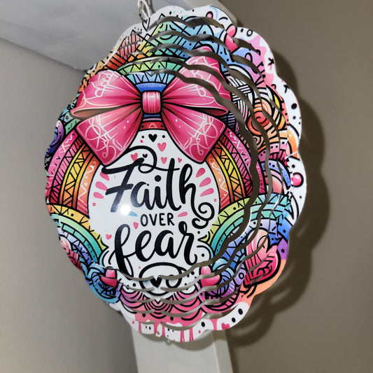 Farmhouse & Grace- Metal Wind spinner, FAITH OVER FEAR