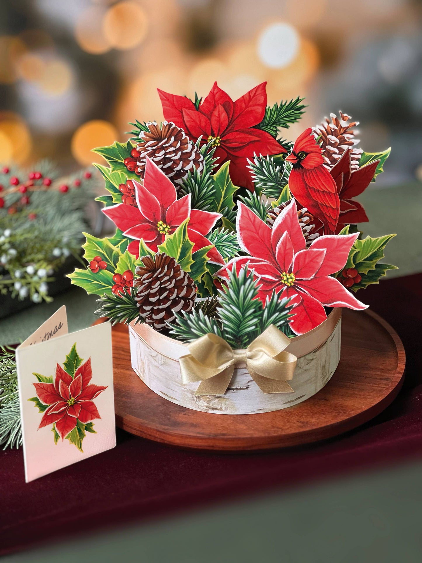 FreshCut Paper LLC - Birch Poinsettia (8 Pop-up Greeting Cards)