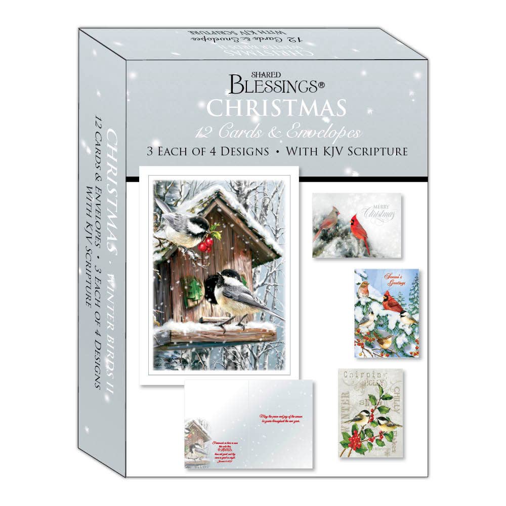 Crown Point Graphics - Winter Birds II   - Variety Assortment Cards, Box of 12