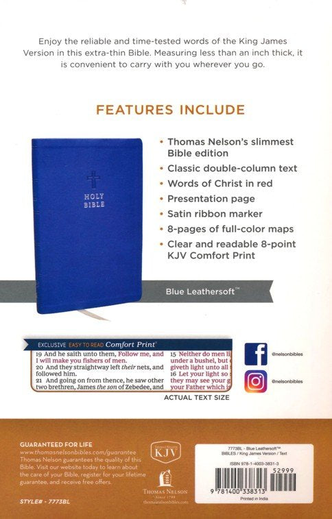 KJV Value Ultra Thinline Bible, Comfort Print--soft leather-look, blue