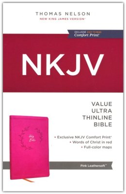 NKJV Value Ultra Thinline Bible, Comfort Print--soft leather-look, pink