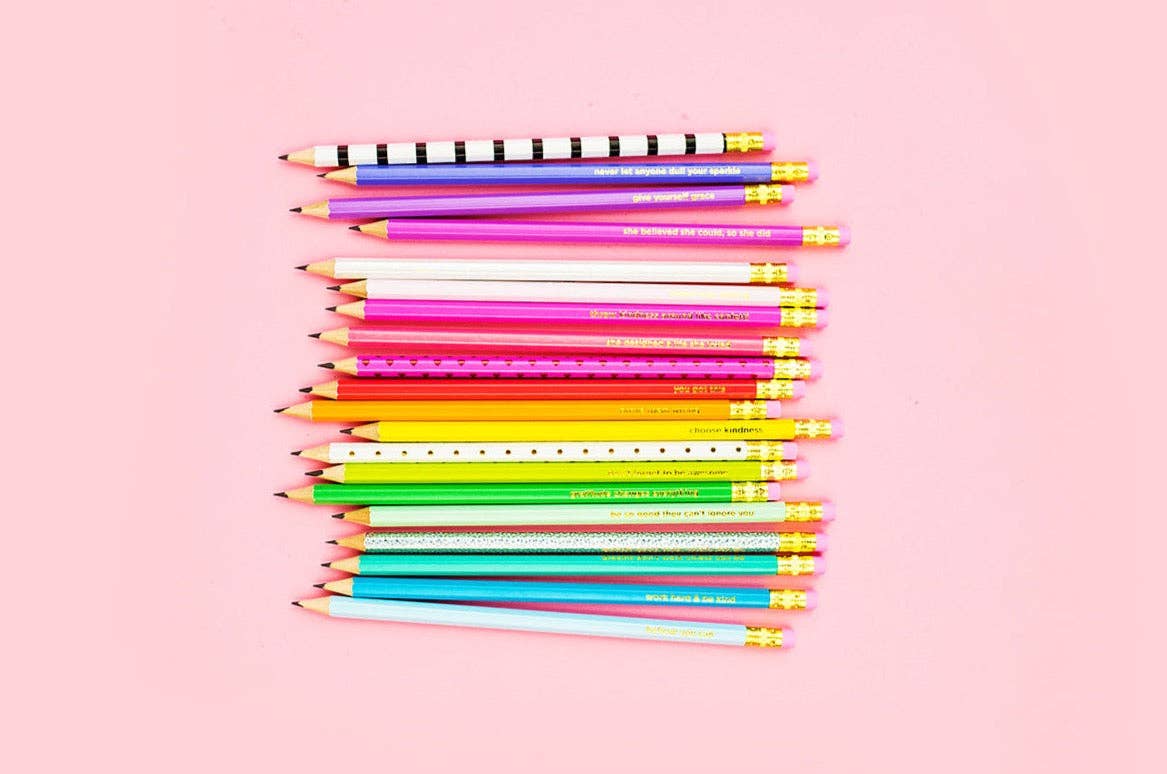 Taylor Elliott Designs Pencil Set - Motivational - Asst Colors - 22 Pcs