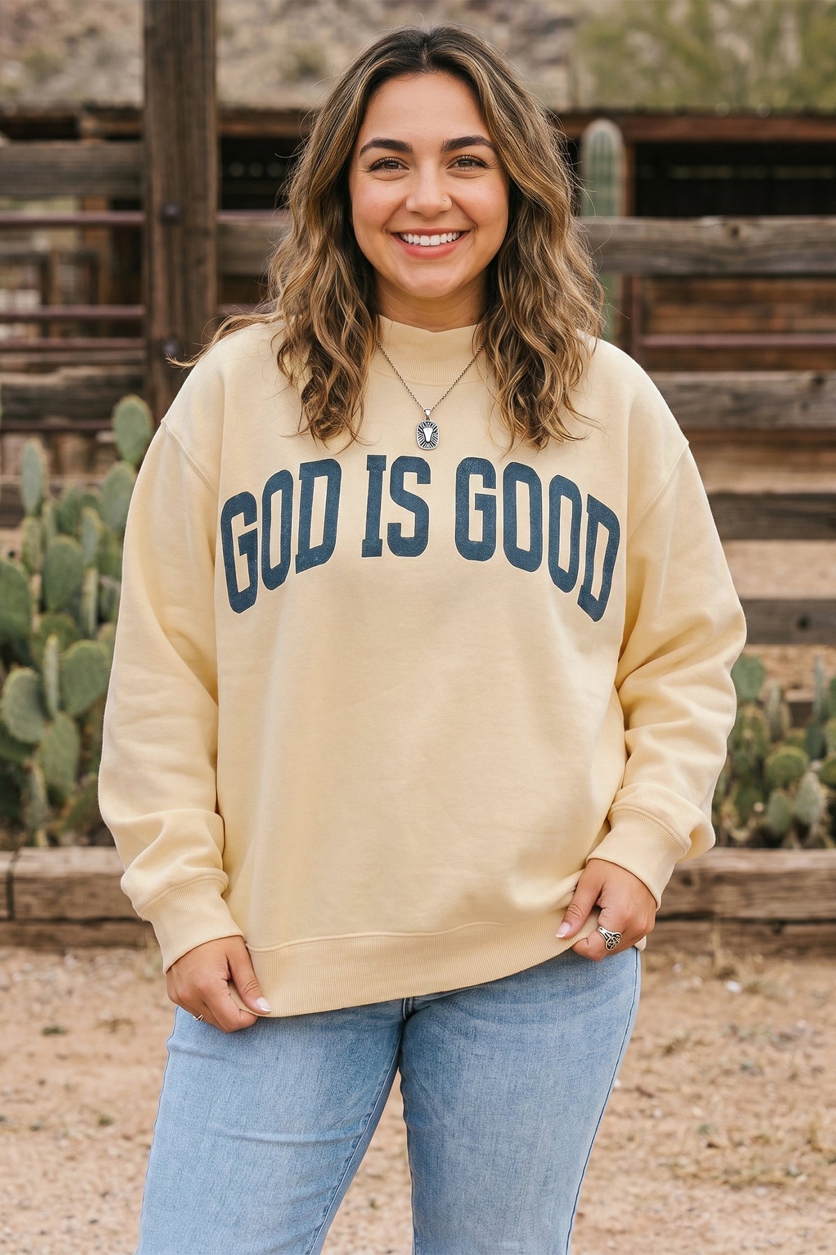 Light Grey Jesus Slogan Stand Neck Long Sleeve Oversized Tunic Plus Size Sweatshirt