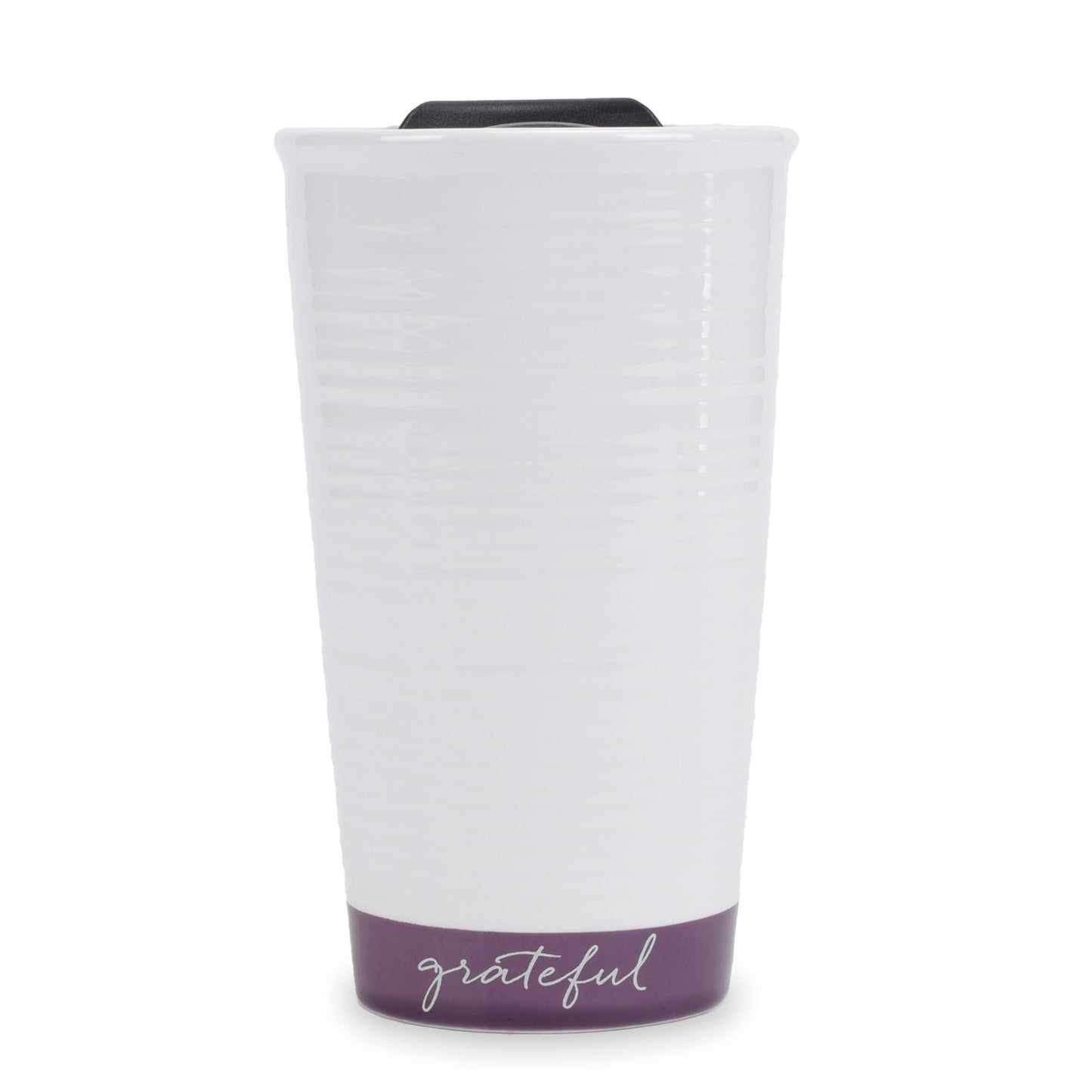 EAST AVENUE - Grateful Textured Dark Purple 12 oz Ceramic Travel Tumbler