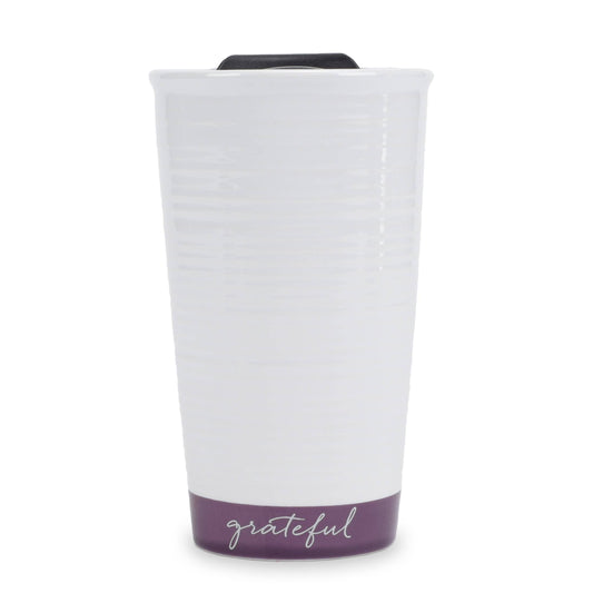 EAST AVENUE - Grateful Textured Dark Purple 12 oz Ceramic Travel Tumbler