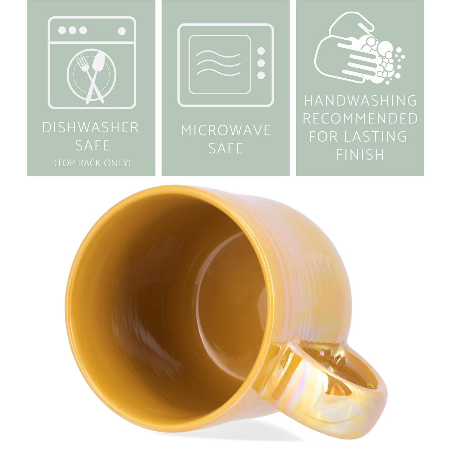 EAST AVENUE - Mug Gold Glossy Iridescent Reactive Glaze 17 Oz