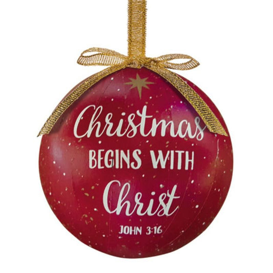Christmas Begins with Christ Decoupage Ornament