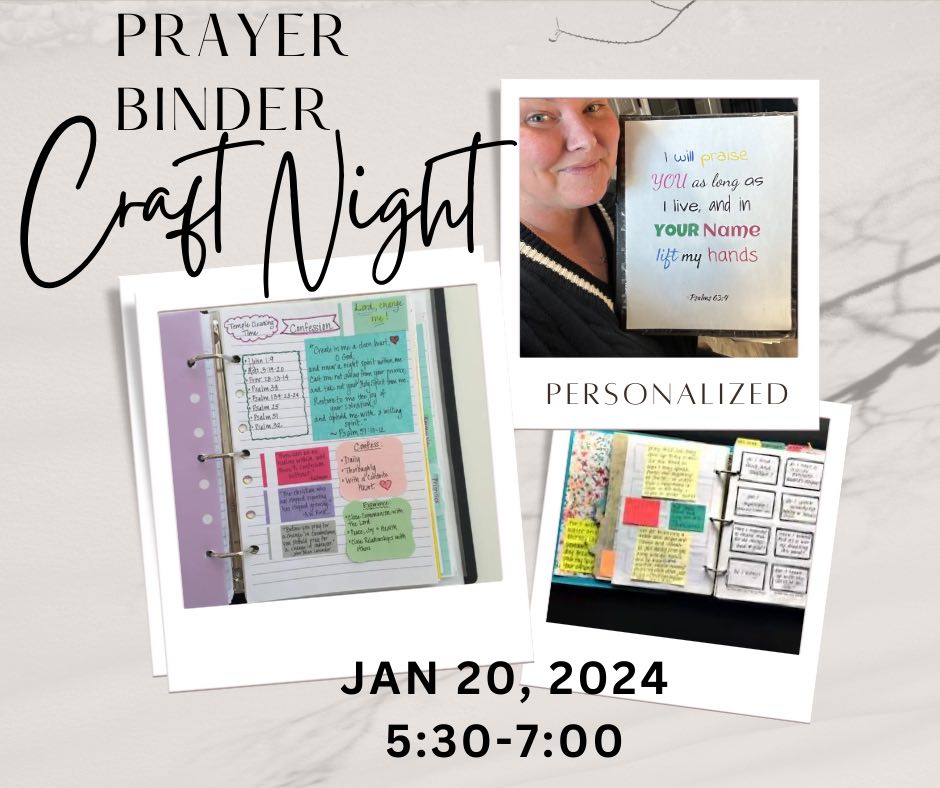 Prayer Binder Craft Night--Jan 20, 2024