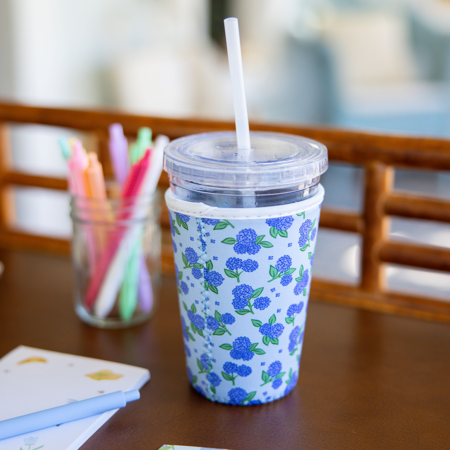 Oak Shore Collective LLC - Blue Hydrangeas | Reusable Coffee Sleeve