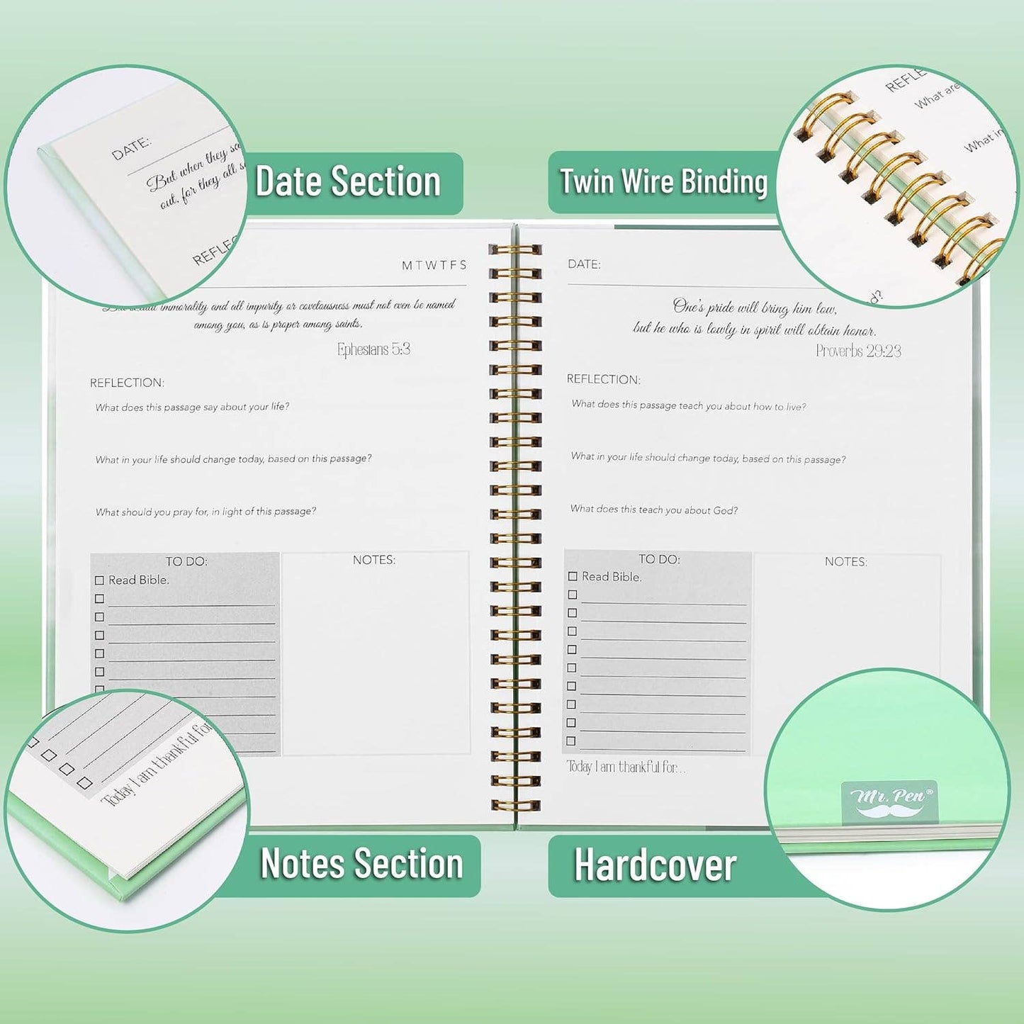 Mr. Pen - Mr. Pen- Bible Journaling Kit for Women, Forest Mist Color
