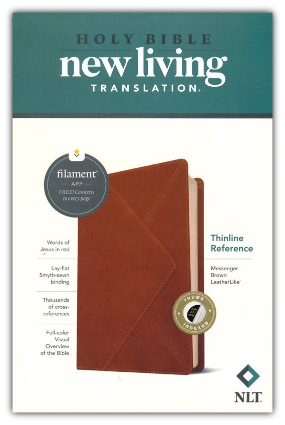 NLT Thinline Reference Bible, Filament Enabled Edition (LeatherLike, Messenger Brown, Indexed)