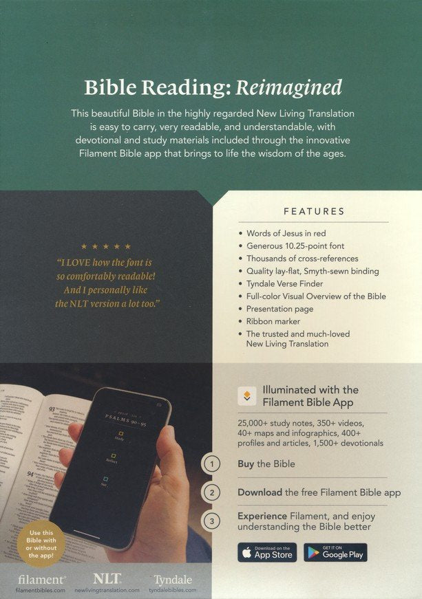 NLT Large Print Thinline Reference Bible, Filament Enabled Edition (LeatherLike, Evergreen Mountain)