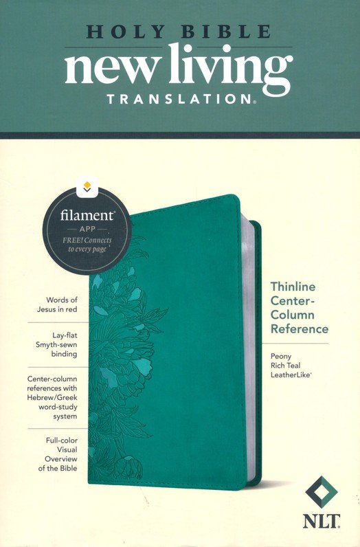 NLT Thinline Center-Column Reference Bible, Filament-Enabled Edition--soft leather-look, peony rich teal