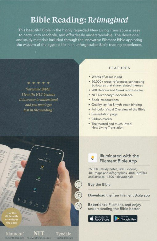 NLT Thinline Center-Column Reference Bible, Filament-Enabled Edition--soft leather-look, peony rich teal