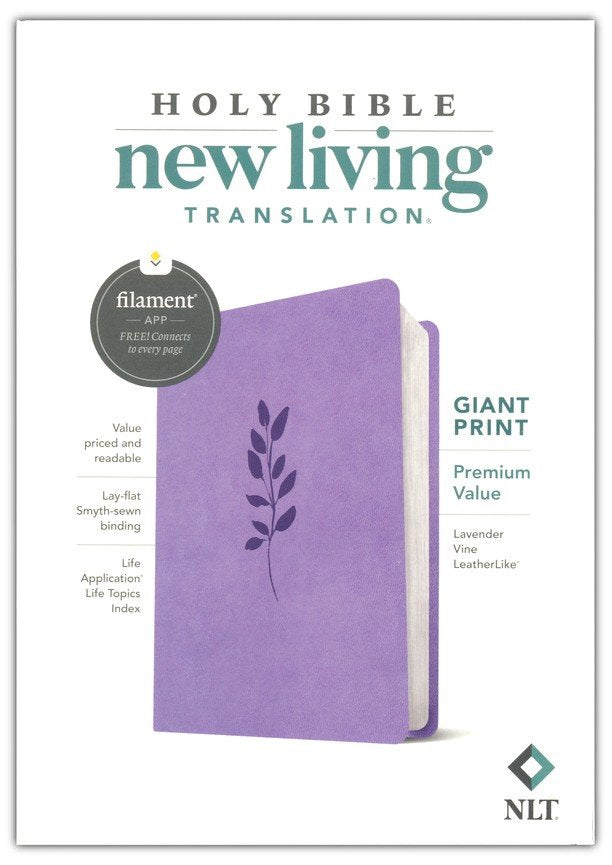 NLT Premium Value Bible, Giant Print, Filament-Enabled--soft leather-look, lavender vine