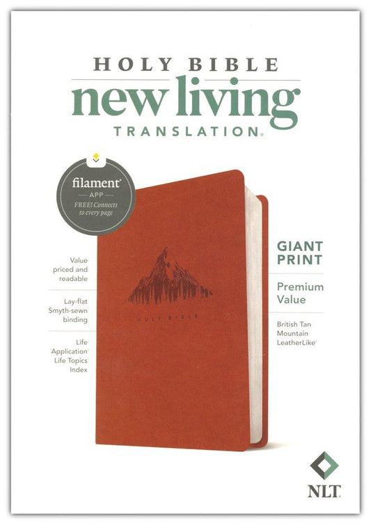 NLT Premium Value Bible, Giant Print, Filament-Enabled--soft leather-look, british tan mountain