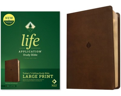 NLT Life Application Large-Print Study Bible, Third Edition--soft leather-look, rustic brown leaf