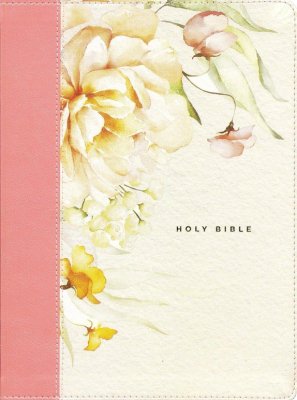 NLT Wide Margin Bible, Filament-Enabled Edition--soft leather-look, dusty pink blossoms