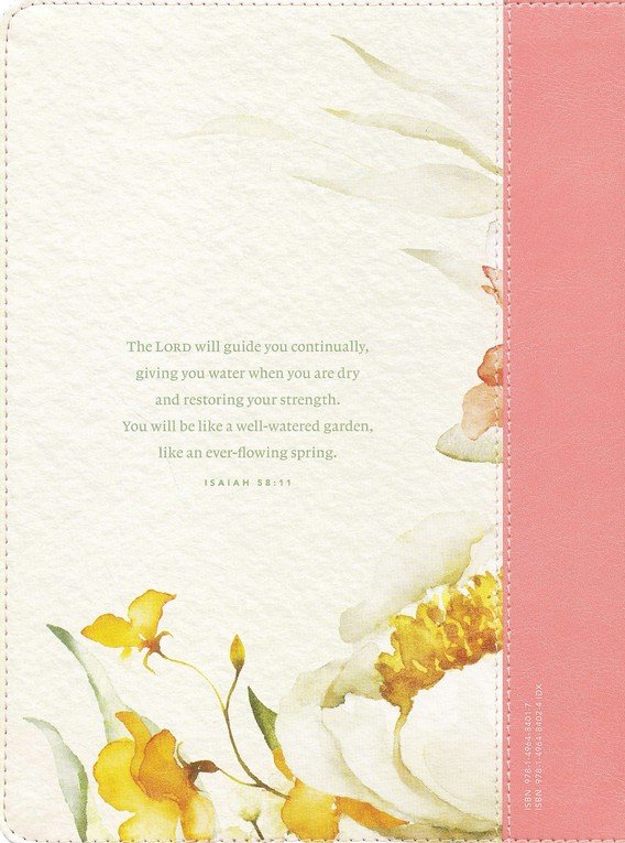 NLT Wide Margin Bible, Filament-Enabled Edition--soft leather-look, dusty pink blossoms