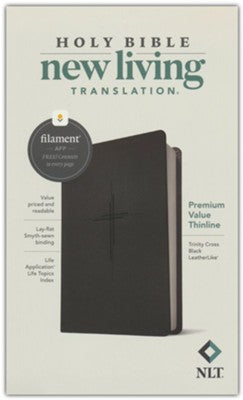 NLT Premium Value Thinline Bible, Filament-Enabled--soft leather-look, black