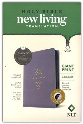 NLT Giant Print Compact Zipper Bible, Filament-Enabled Edition--soft leather-look, diamond lavender (indexed)