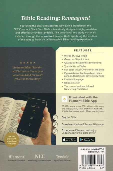 NLT Giant Print Compact Zipper Bible, Filament-Enabled Edition--soft leather-look, diamond lavender (indexed)