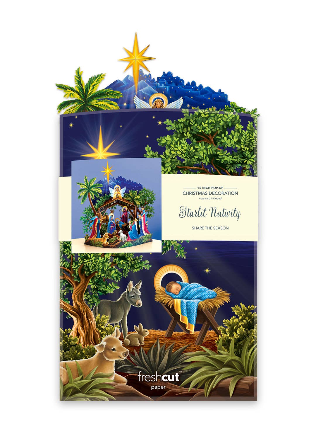 FreshCut Paper LLC - Starlit Nativity (6 Pop-up Greeting Cards)