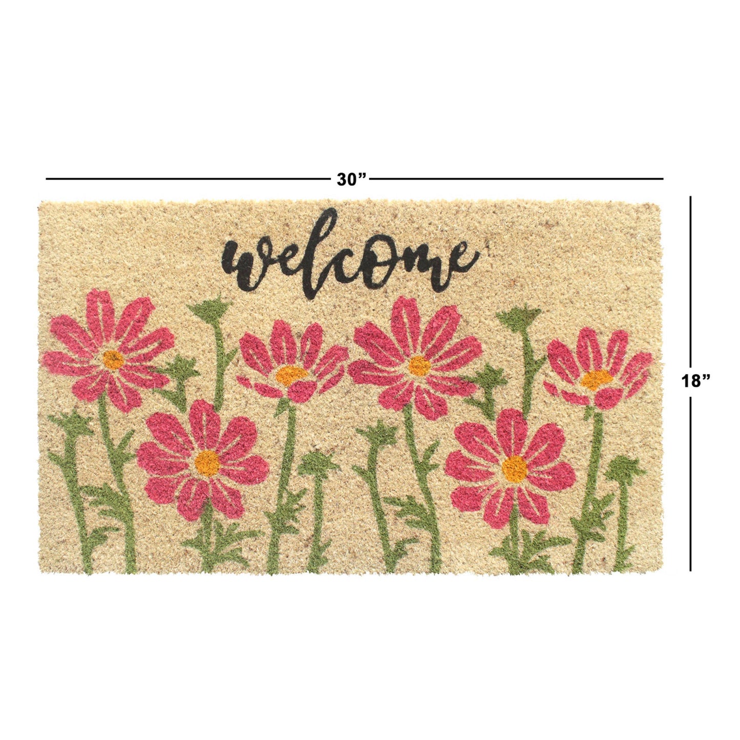 RugSmith - Welcome Pink Flowers Doormat