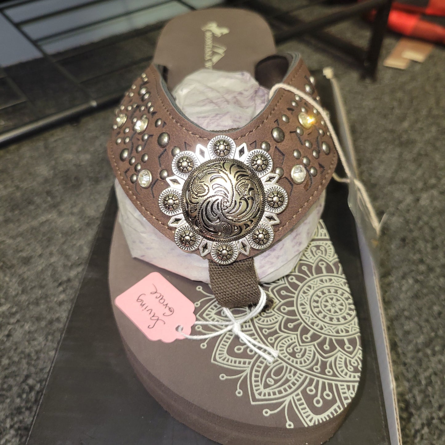 Saving Grace Tee Co-  Montana West Flip Flops, Coffee Brown