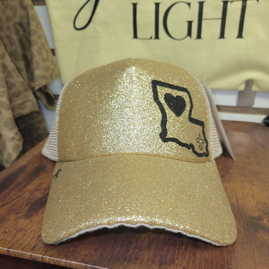 Louisiana gold glitter hat
