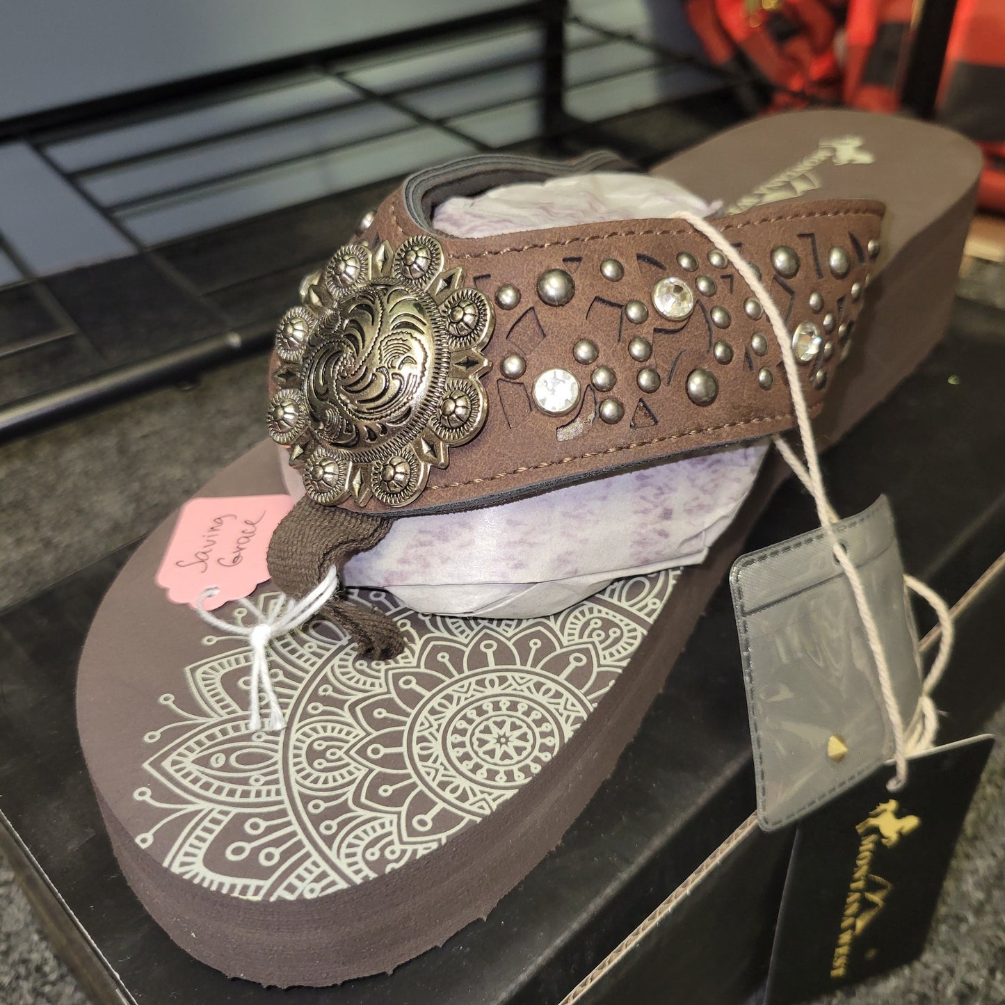 Saving Grace Tee Co-  Montana West Flip Flops, Coffee Brown