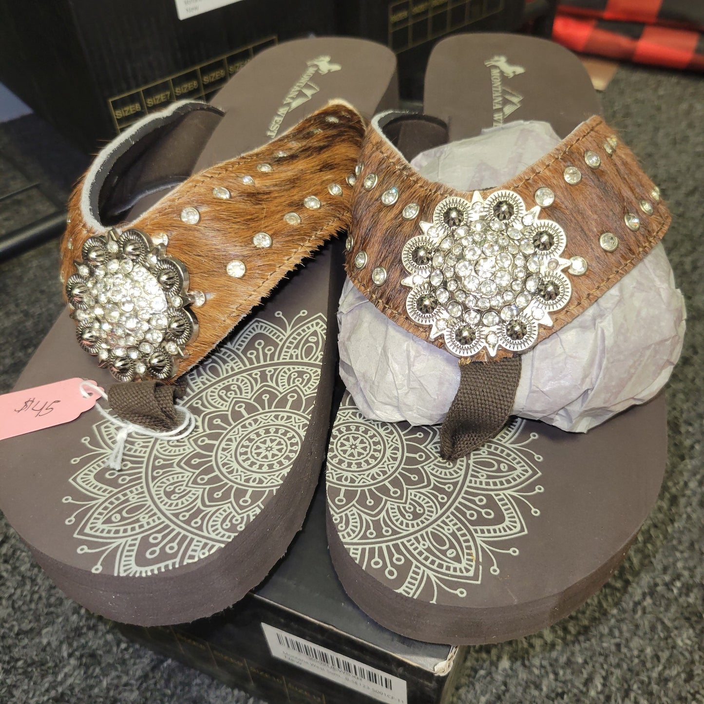 Saving Grace Tee Co-  Montana West Flip Flops, Coffee Brown cowhide