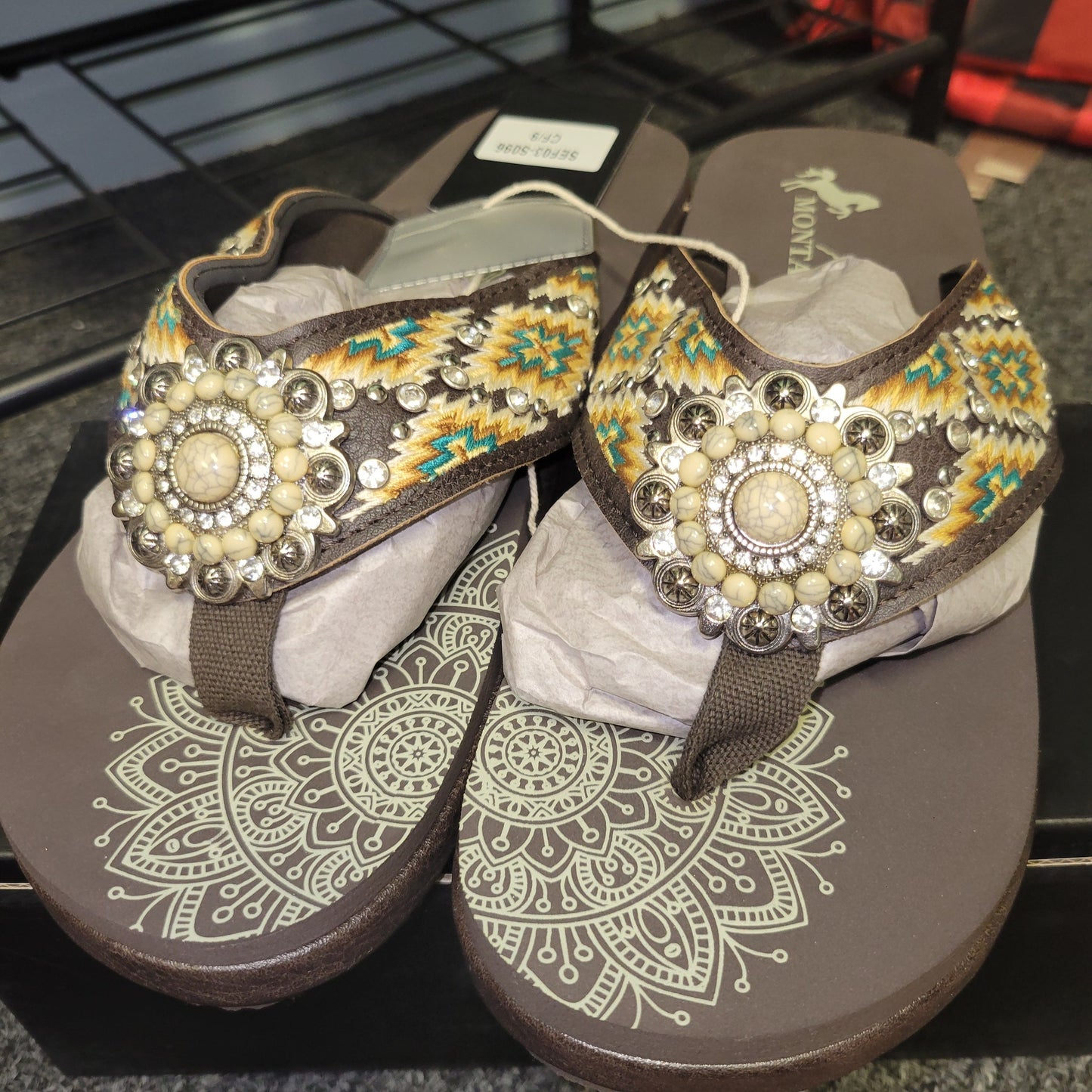 Saving Grace Tee Co-  Montana West Flip Flops, Aztec Yellow