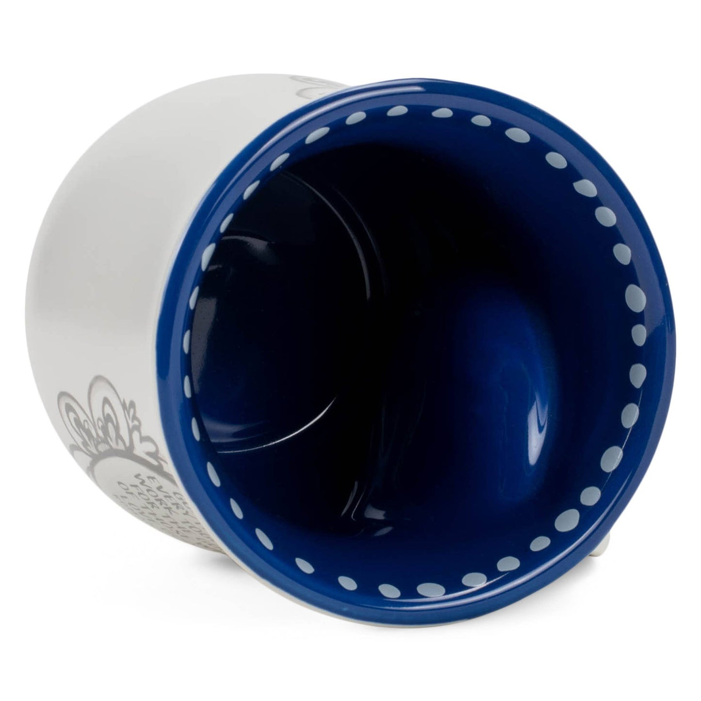 EAST AVENUE - Ceramic Handwarmer Mug Ornate Good Day Navy Interior 14 oz