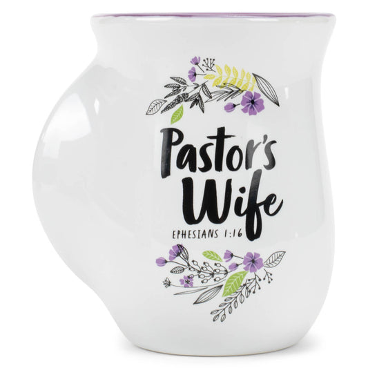 EAST AVENUE - Ceramic Handwarmer Mug Pastor's Wife Floral w/Plum Interior