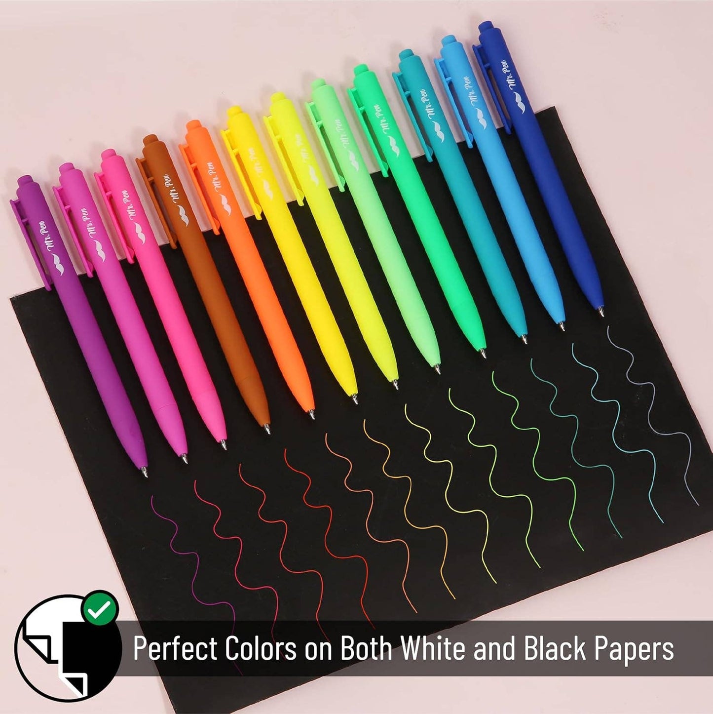 Mr. Pen - Cute 12-Pack Retractable Gel Pens with Colored Ink