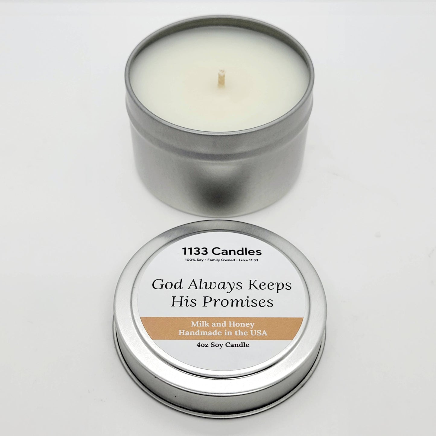 1133 Candles - God Always Keeps His Promises Candle | Milk and Honey Scent