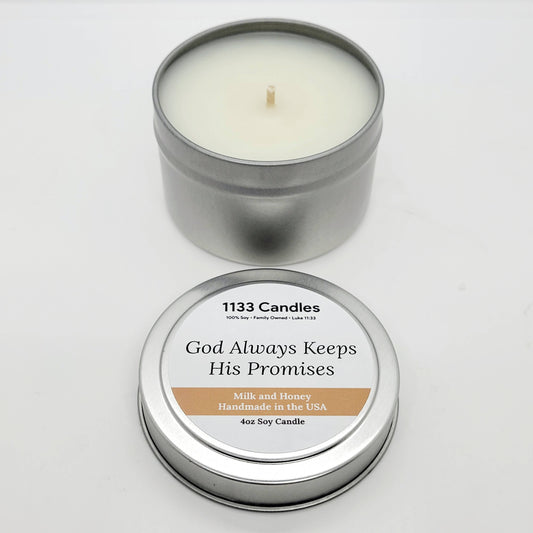 1133 Candles - God Always Keeps His Promises Candle | Milk and Honey Scent