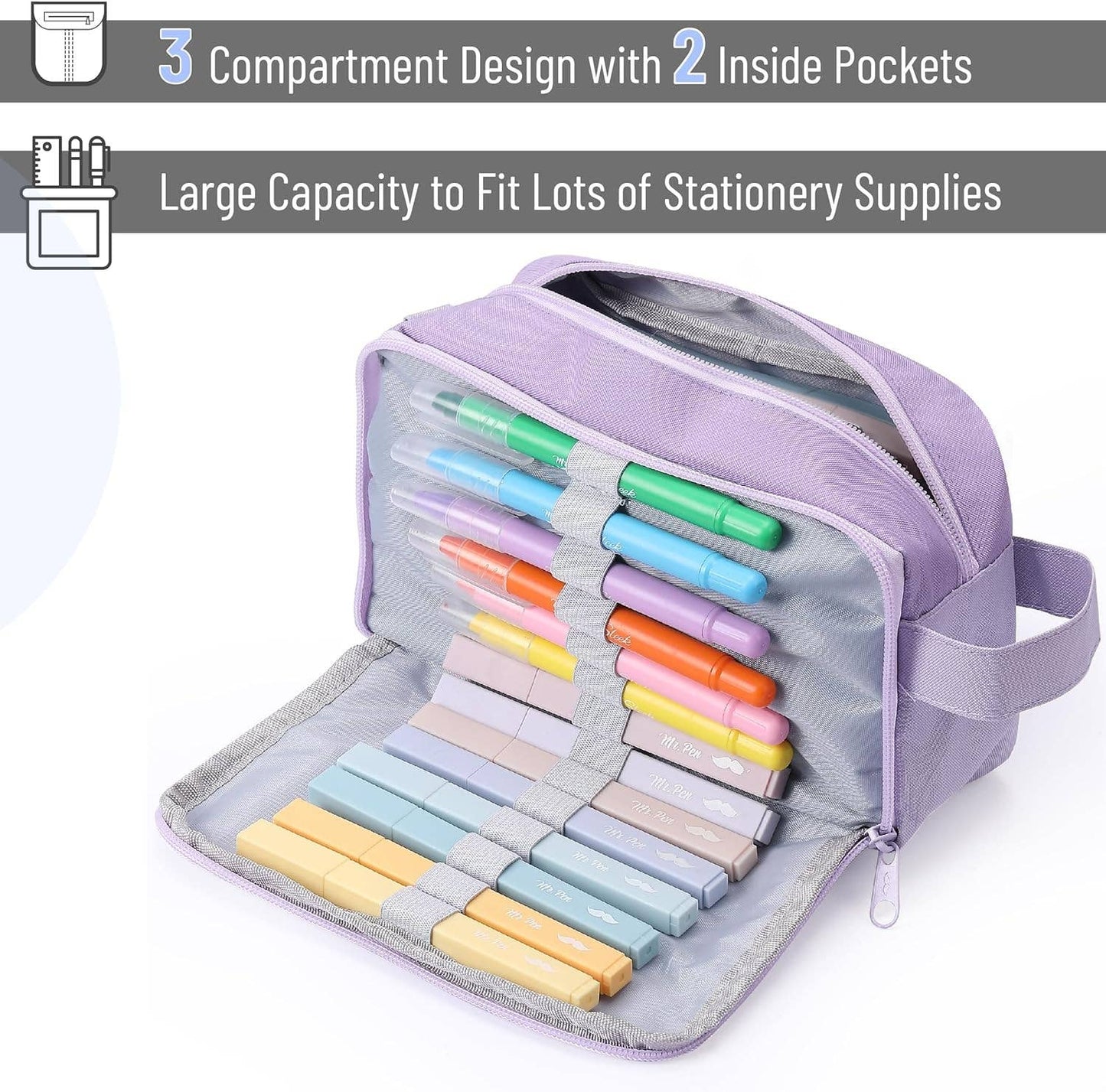 Mr. Pen - Large Capacity Pencil Case - 5 Color Options Available