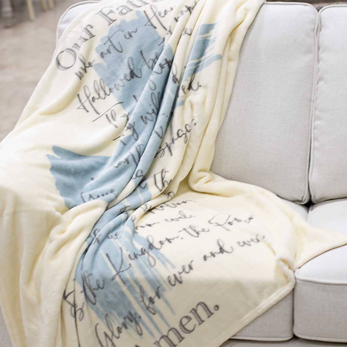 The Royal Standard - Lord's Prayer Throw   Soft White/Ice/Gray   50x60