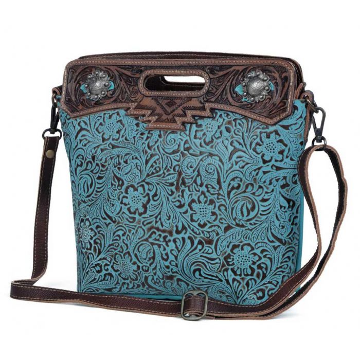 MYRA BAG BLUE BLOSSOM TOOLED