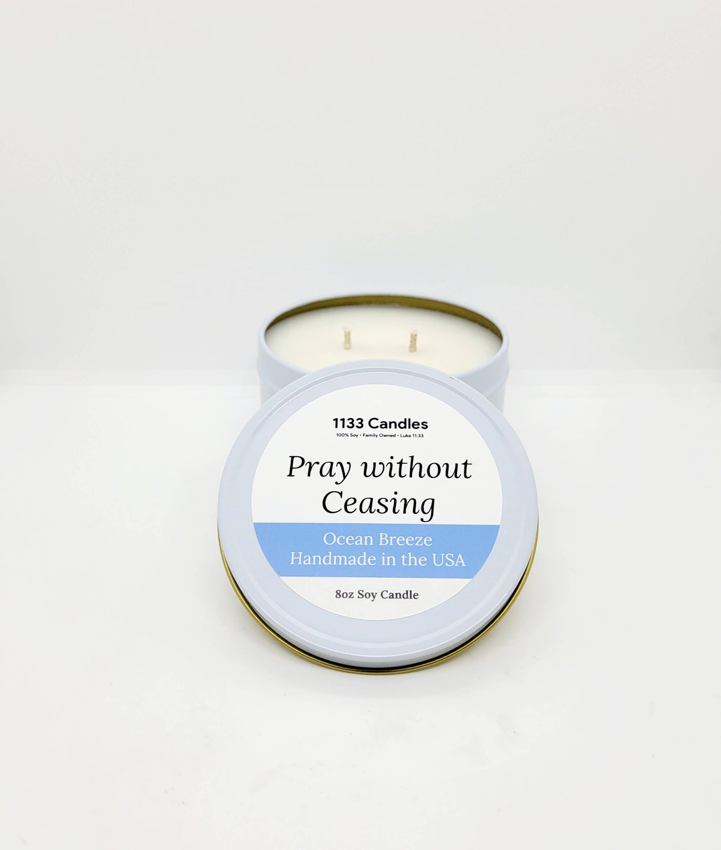 1133 Candles - 8oz Candle Ocean Breeze | Summer Scent |Bible Verse Candle